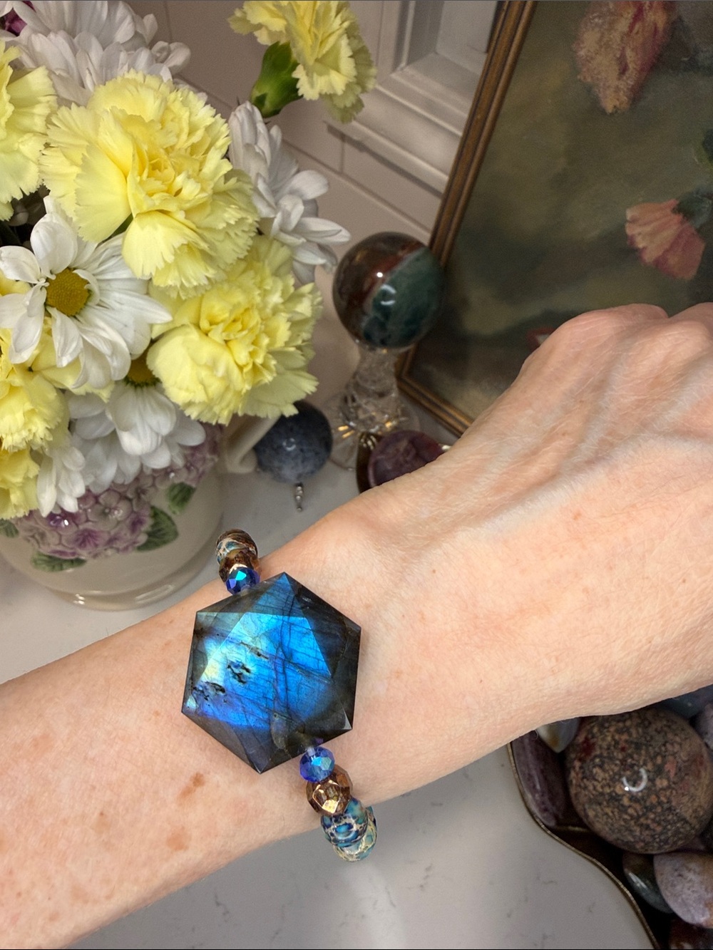 INTO BLUE • The Wild Shore No. 04 • Artisan Gemstone Bracelet: B1330 - Picture 4 of 5